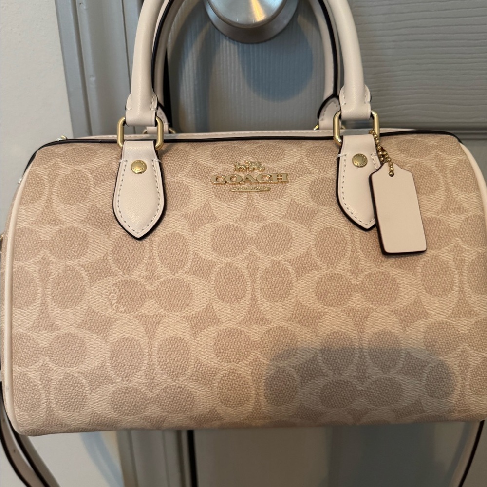 COACH Rowan Satchel Bag in Signature Canvas- Gold/Sand/Chalk